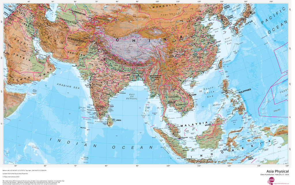 physical map of asia